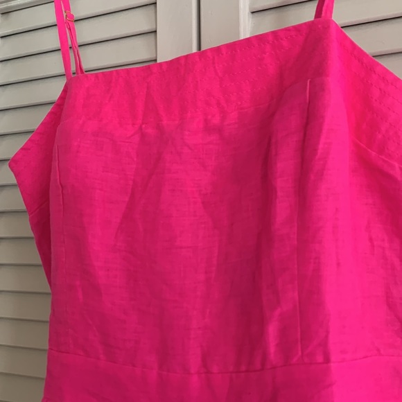 J. Crew Linen Jumpsuit Tie Waist Women’s Neon Hot Pink Wide Leg Cropped NWT 4 T - Picture 4 of 13